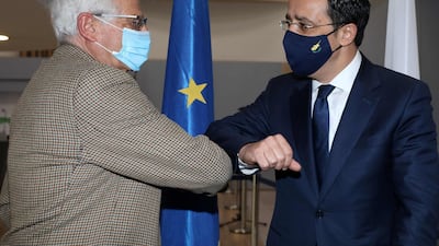 Cypriot Foreign Minister Nikos Christodoulides, right, and EU High Representative for Foreign Affairs and Security Policy Josep Borrell meet in Nicosia this month. Diplomats are not only required to be highly astute, but they must also possess an arsenal of multi-disciplinary skills. AFP