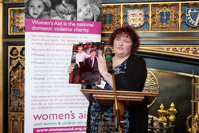 Claire Throssell speaks at a UK parliamentary committee. Courtesy Women's Aid