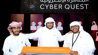 The team from Al Hosn School who came out on top in UAE Cyber Quest 2014, a student outreach programme organised by the National Electronic Security Authority. Courtesy: The National Electronic Security Authority