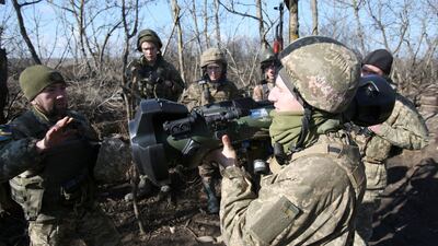 Ukrainian government forces near the line of contact with pro-Russian separatists in the east of Ukraine. Photo: AFP