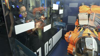 Alia Al Mansoori while touring the Space Shuttle Atlantis exhibit at the Kennedy Space Center Visitor's Center. Scott A Miller for The National