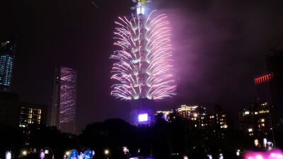 Fireworks at the Taipei 101 building during the New Year's celebrations in Taiwan. AP