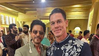 John Cena and Shah Rukh Khan at Ambani wedding. Photo: X / John Cena