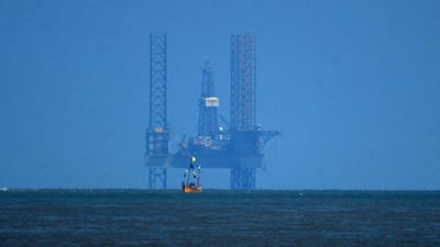 An oil rig off the coast of Great Yarmouth, UK. PA