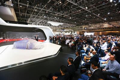 A car reveal at Dubai International Motor Show