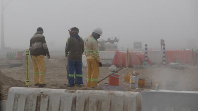 It was a foggy start to the day in Khalifa City, Abu Dhabi, on Friday. All photos: Victor Besa / The National