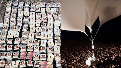 The Eastern Military Region thwarted two attempts to smuggle a large quantity of narcotics loaded with electronically guided balloons. Photo: Petra News Agency