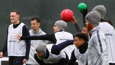 Harry Kane and Jordan Henderson during training. Reuters