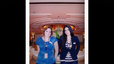 Jihane Bouzakhm, left, from Lebanon, ADFF translator Favourite film: The Devil's Advocate because of its intensity Favourite actor: Pierce Brosnan Last movie she saw: Arbitrage (at the festival) Nagham Sefrawi, right, from Lebanon Favourite film: Godfather Favourite actor: Pierce Brosnan Last movie she saw: Arbitrage (at the festival)