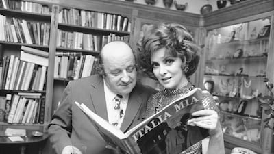 Italian sculptor Giacomo Manzu pictured with the actress in Rome in 1972. Italian Mia featured a selection of pictures of the country that took her two years to complete and edit. AP