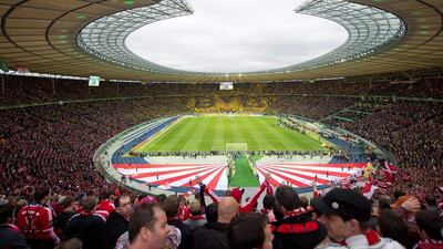 View of the Berlin Olympic Stadium before the German Cup final between Bayern Munich and Borussia Dortmund on Saturday. Soren Stache / EPA / May 17, 2014