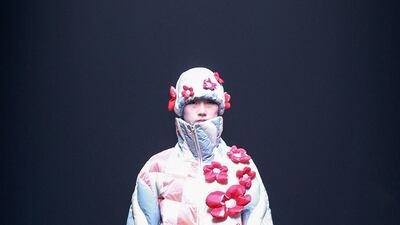 A model displays a creation from the Leaf Xia Colorwonderland collection by Xia Yiqi during China Fashion Week. AFP