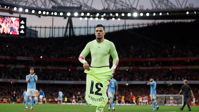 MANCHESTER CITY RATINGS: Made a mess of a cross that almost cost the visitors in the 49th minute. Could do little about the Gunners’ goal due to a huge deflection from Ake. Reuters