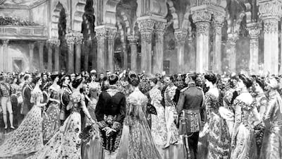 The State Lancers dancing at the Viceroy's Durbar Ball in Diwan-I-Am, Delhi Fort, to celebrate the coronation of Edward VII in 1902. Getty