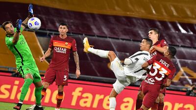 4) Ronaldo's next goal came in the league game against Roma on September 27, at the Olympic stadium in Rome. AFP
