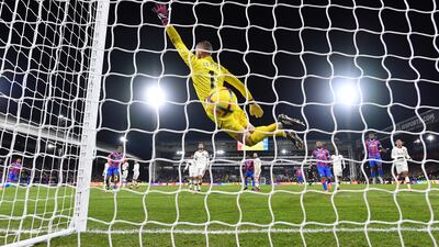 Palace's Michael Olise beats David De Gea to level at 1-1. Getty