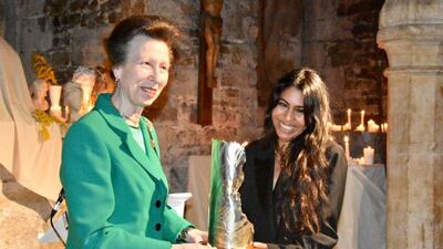 Princess Anne presents the Queen Elizabeth II award to Rosh Mahtani. Royal Family / Twitter