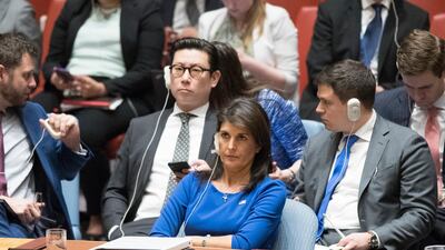 The delay in announcing new sanctions suggest that either the Trump administration may be be slowing down the process while considering other steps or that Ms Haley misspoke on Sunday. AP