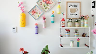 Recycled dishwashing and water bottles also make it to the walls