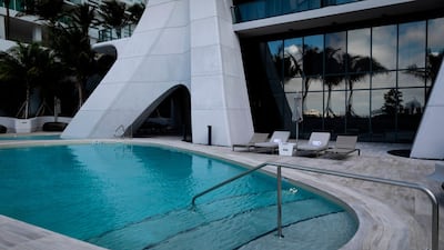 The pool area at the luxury condo building, which was completed last year. AFP