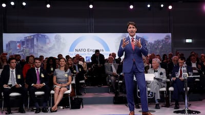 Canada's prime minister Justin Trudeau addresses the 'Nato Engages: The Brussels Summit Dialogue' event. AFP