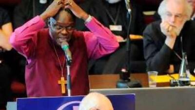 John Sentamu, the archbishop of York, speaks at the General Synod in York, England.