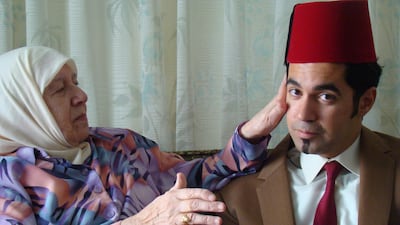 Mahmoud Kaabour, right, with his grandmother, Fatima El Ghoul. Mahmoud Kaabour