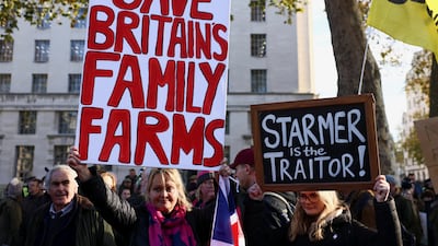 Farmers take part in a protest, calling on Ms Reeves to scrap inheritance tax on family farms. Reuters