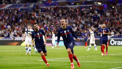 France's Antoine Griezmann celebrates scoring his 41st international goal. Reuters