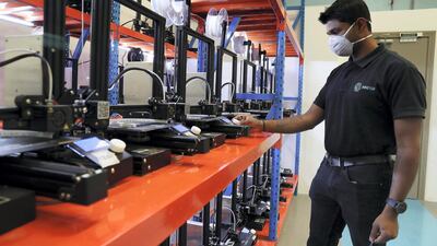 The face masks are made from a special polymer that repels virus and bacteria, so are perfect for use in clinically controlled settings. Pawan Singh / The National