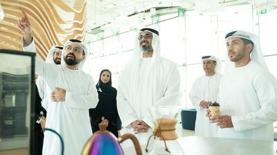 Sheikh Khalid bin Mohamed, Member of the Abu Dhabi Executive Council and Chairman of the Abu Dhabi Executive Office, visits the Abu Dhabi Youth Centre on Wednesday. Wam