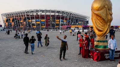 A giant World Cup outside Stadium 974 in Qatar. The arena is being dismantled now the World Cup is over. AP