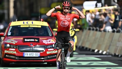 Arkea-B&B Hotels team's French rider Kevin Vauquelin wins Stage 2. AFP