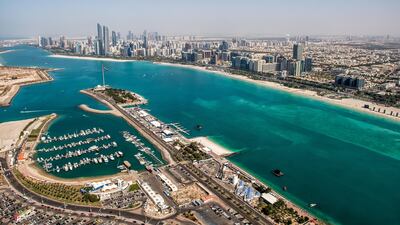 Abu Dhabi from a helicopter. Getty