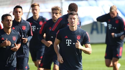Bayern Munich's Robert Lewandowski during training. Reuters