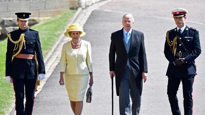 Former British Prime Minister, Sir John Major with his wife Dame Norma Major arrive for the royal wedding ceremony of Britain's Prince Harry and Meghan Markle at St George's Chapel in Windsor Castle, in Windsor. Toby Melville / EPA