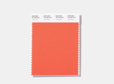 A swatch of Living Coral. Pantone Color Institute via AP