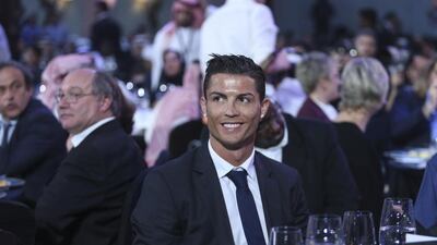 Real Madrid’s Cristiano Ronaldo had plenty of reasons to smile at the Globe Soccer Awards in Dubai on Monday night. Sarah Dea / The National