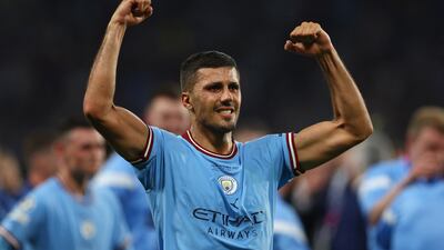 Manchester City's Rodri celebrates after winning the Champions League final against Inter Milan. Reuters