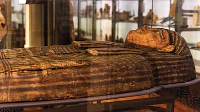The mummified body of Asru, a 2,700-year-old woman from ancient Thebes, on display at Manchester Museum. Photo: Manchester Museum / The University of Manchester