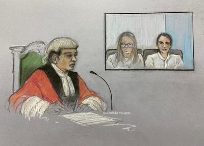Court artist drawing by Elizabeth Cook of Mrs Justice Bobbie Cheema-Grubb making her comments at the Old Bailey in London, after US citizen Anne Sacoolas (on screen right) pleaded guilty, via video-link from the United States, to causing Harry Dunn's death by dangerous driving. PA