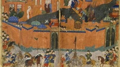 Mongols besieging Baghdad in 1258. Courtesy Bibliothèque nationale de France