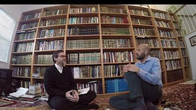 An episode of Rihla featuring Sheikh Hamza Yusuf, left. The show has returned to address modern issues in the Muslim world. Courtesy MBC