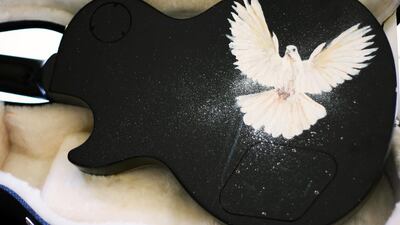The back of the Lost Doves guitar designed by Matt Ryder. Courtesy Matt Ryder