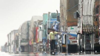 Heavy lorry traffic travelling at high speed is a danger on the Al Mafraq-Al Ghweifat highway.