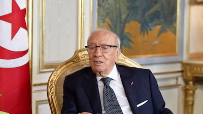The office of Tunisian president Beji Caid Essebsi, who is pictured here in Carthage Palace, eastern Tunis, on October 31, 2017, says the extension of the state of emergency will go into force on Sunday. Fethi Belaid / AFP