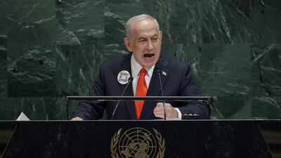 Israeli Prime Minister Benjamin Netanyahu addresses the United Nations General Assembly in New York. Reuters