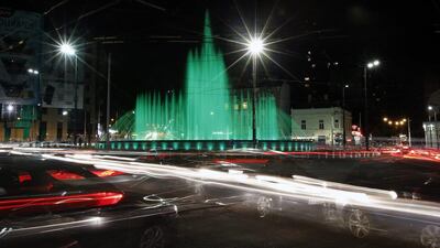 The new €2 million musical fountain in Belgrade, Serbia. Darko Vojinovic / AP Photo