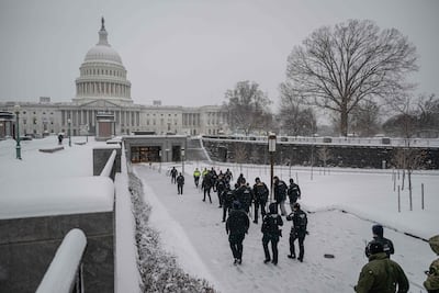 Police outside the US Capitol on Monday. Getty Images / AFP