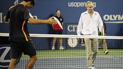 Novak Djokovic shows his respect against the legendary John McEnroe who came down from the commentary box to play a game.